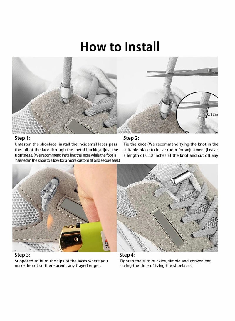 No Tie Elastic Shoelaces 2 Pairs Convenient Tieless Design for Adults and Kids Perfect Fit for Sneakers Casual and Sports Shoes - Image 5