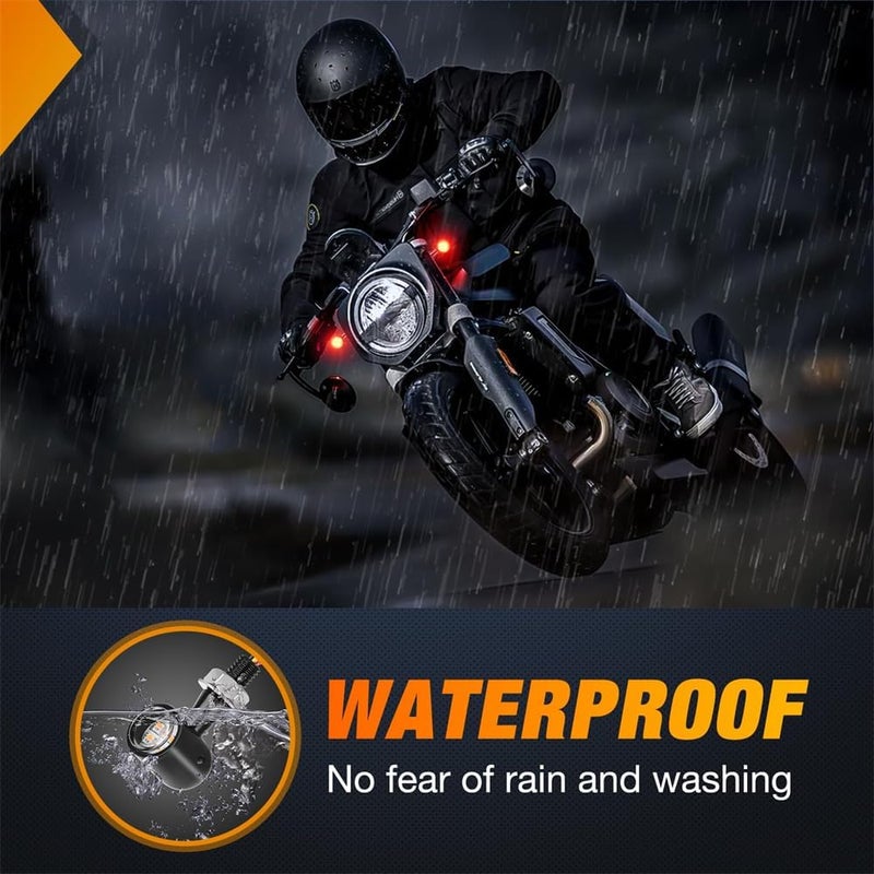 إشارات انعطاف LED خلفية للدراجات النارية، ضوء فرامل خلفي أحمر أصفر، مصابيح صغيرة الحجم متوافقة مع هارلي هوندا كاواساكي سوزوكي تريومف ياماها كروزر - Image 5