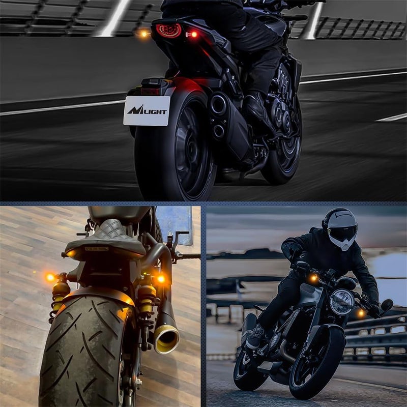 إشارات انعطاف LED خلفية للدراجات النارية، ضوء فرامل خلفي أحمر أصفر، مصابيح صغيرة الحجم متوافقة مع هارلي هوندا كاواساكي سوزوكي تريومف ياماها كروزر - Image 2