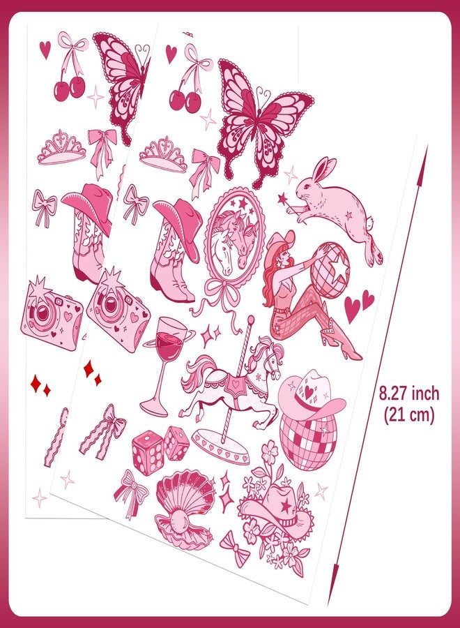 HOMEZZO Pink Pony Club Temporary Tattoos - Disco Cowgirls Girls Night Decorations for Bachelorette Birthday Party Favor Accessories - Image 2