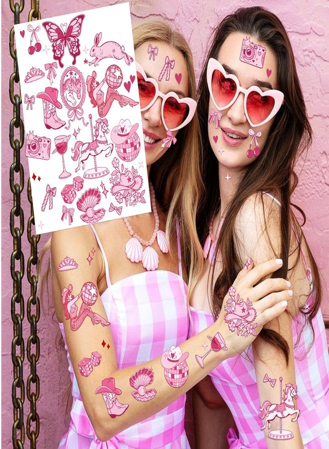 HOMEZZO Pink Pony Club Temporary Tattoos - Disco Cowgirls Girls Night Decorations for Bachelorette Birthday Party Favor Accessories - Image 3