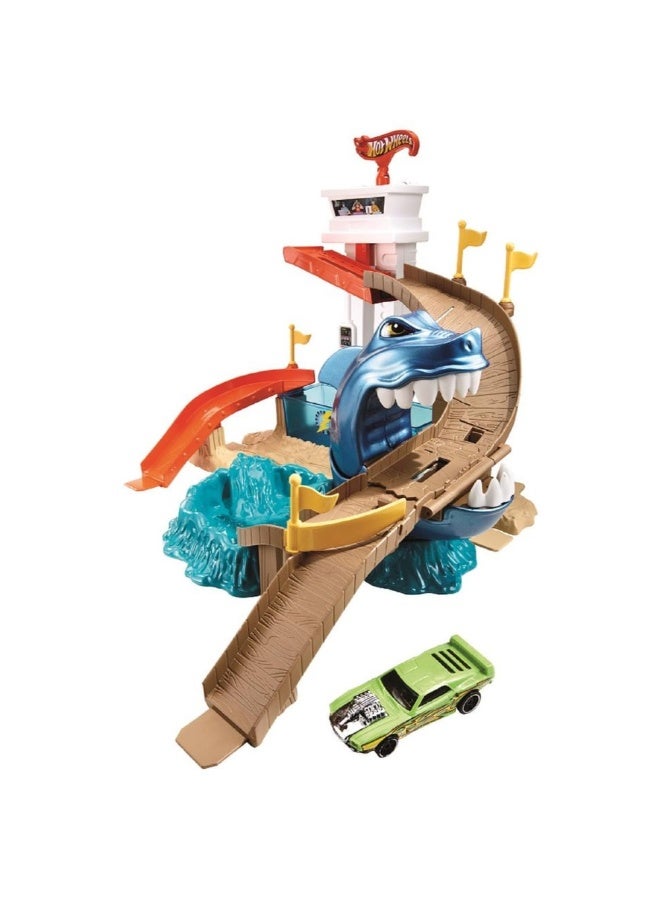 Hot Wheels مجموعة مسار هوت ويلز شاحنة تغيير الألوان مع قفزة القرش - Image 2