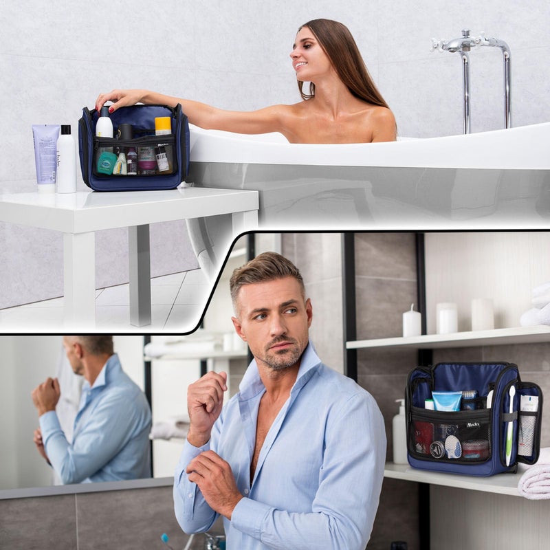 AvaJex Travel Toiletry Bag for Men and Women - (10.6â€x10.6â€x3.2â€) Large Hanging Toiletry Organizer - Waterproof Hygiene Bag with Metal XXL Swivel Hook, with Sturdy Zippers and 19 Compartments for Toiletries - Image 3