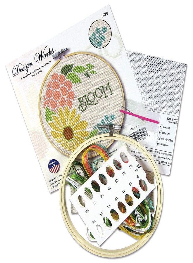 DesignWorks Ink Design Works Crafts Bloom Counted Cross Stitch Kit with Hoop - Image 3