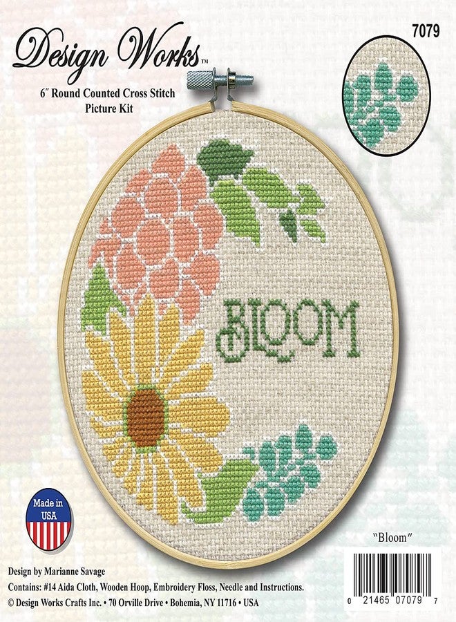 DesignWorks Ink Design Works Crafts Bloom Counted Cross Stitch Kit with Hoop - Image 2