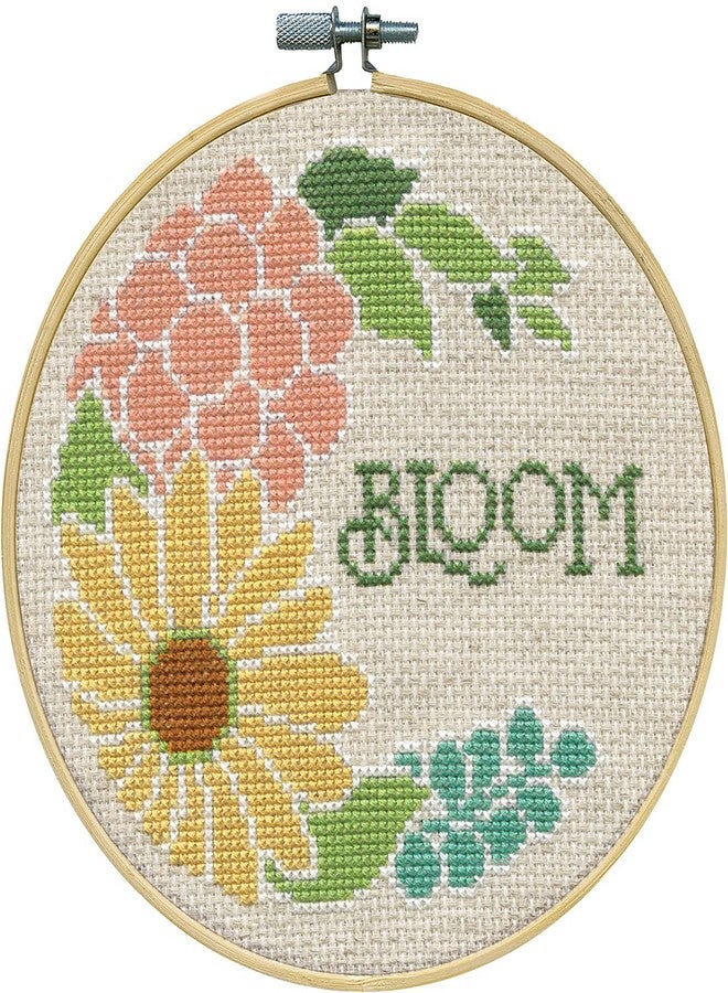 DesignWorks Ink Design Works Crafts Bloom Counted Cross Stitch Kit with Hoop - Image 1
