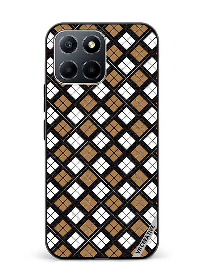 VR CREATIVE Protective Case Cover For Honor X6 Black White Brown Checkered Pattern Design Multicolour - Image 1