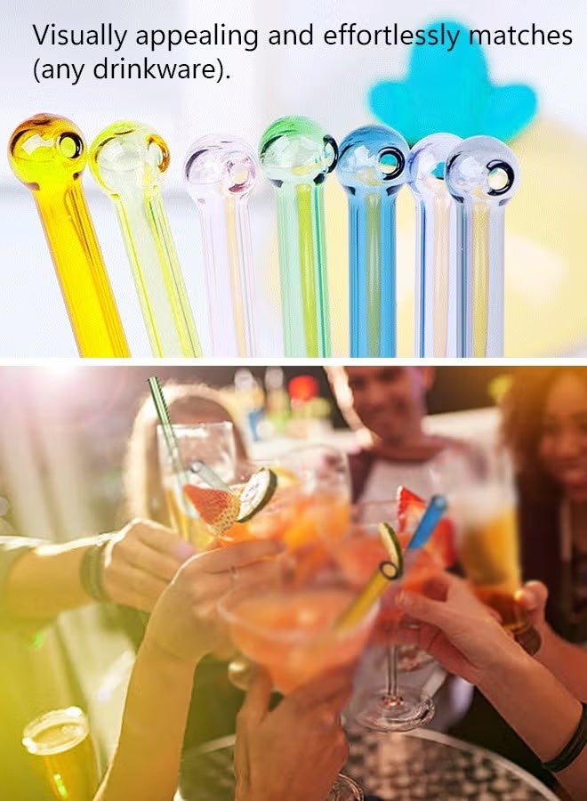Breakproof Glass Straws - Durable Reusable Glass Straws 8 Pack with 1 Cleaning Brush for Drinks, Herbs, Smoothies, Aromatherapy（Multi-Color） - Image 4