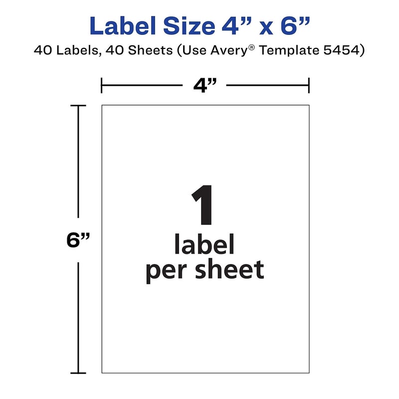 Avery 05454 Removable Multi-Use Labels, 4-Inch x 6-Inch, White, 40 Labels/Pack - Image 4
