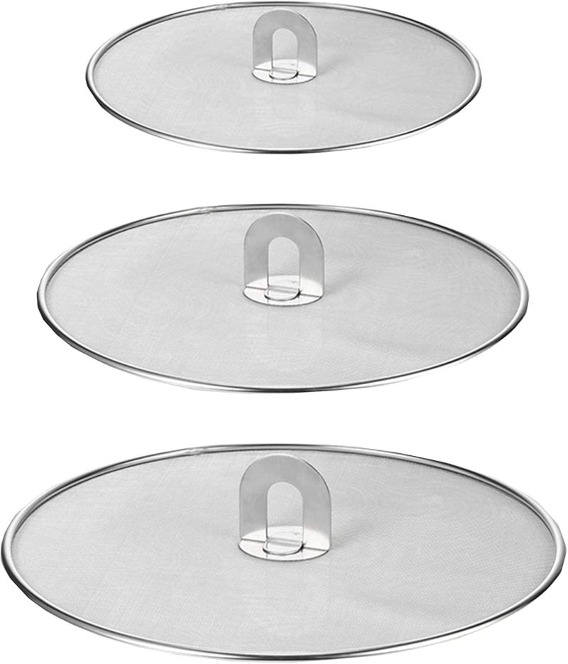 Stainless Steel Kitchen Splash Guard: 33*33*5cm Silver - Foldable Center Handle, 3 Sizes, Non-Stick Easy Clean, Mesh Screen for Mess-Free Cooking, Clean Countertops, Home Kitchen Use - Image 1