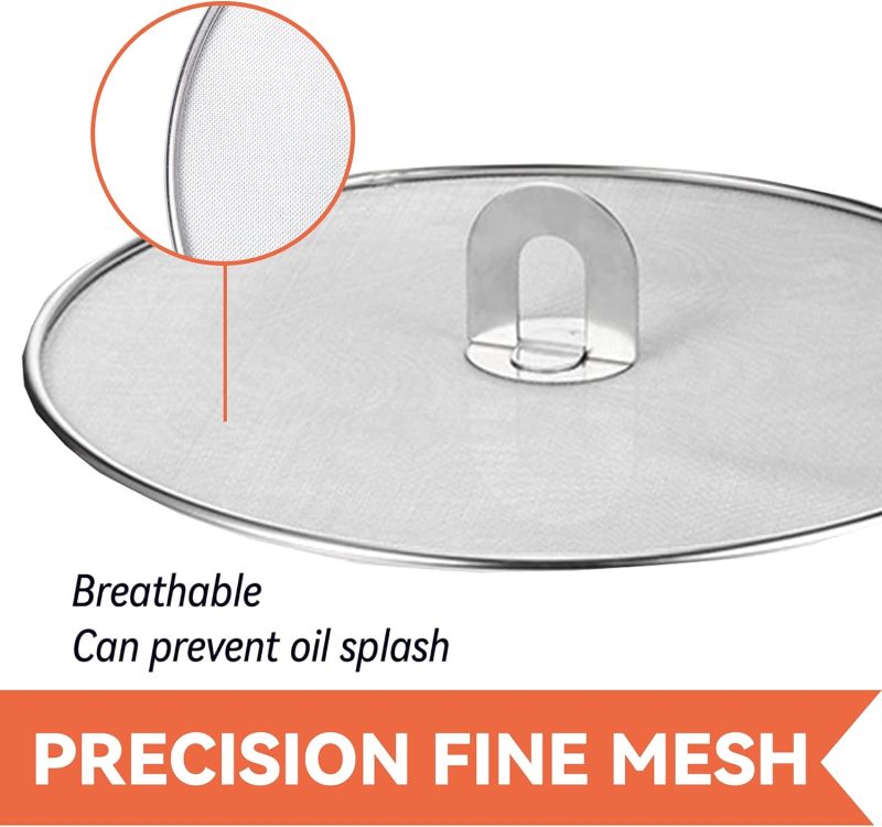 Stainless Steel Kitchen Splash Guard: 33*33*5cm Silver - Foldable Center Handle, 3 Sizes, Non-Stick Easy Clean, Mesh Screen for Mess-Free Cooking, Clean Countertops, Home Kitchen Use - Image 3