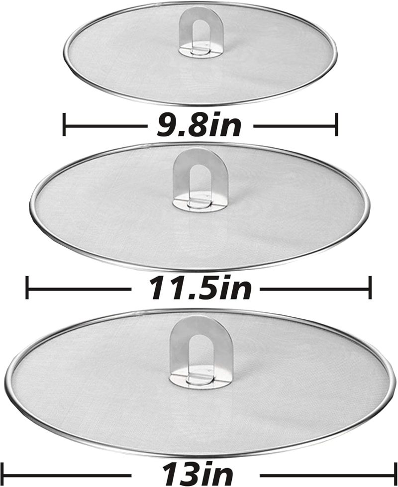 Stainless Steel Kitchen Splash Guard: 33*33*5cm Silver - Foldable Center Handle, 3 Sizes, Non-Stick Easy Clean, Mesh Screen for Mess-Free Cooking, Clean Countertops, Home Kitchen Use - Image 2