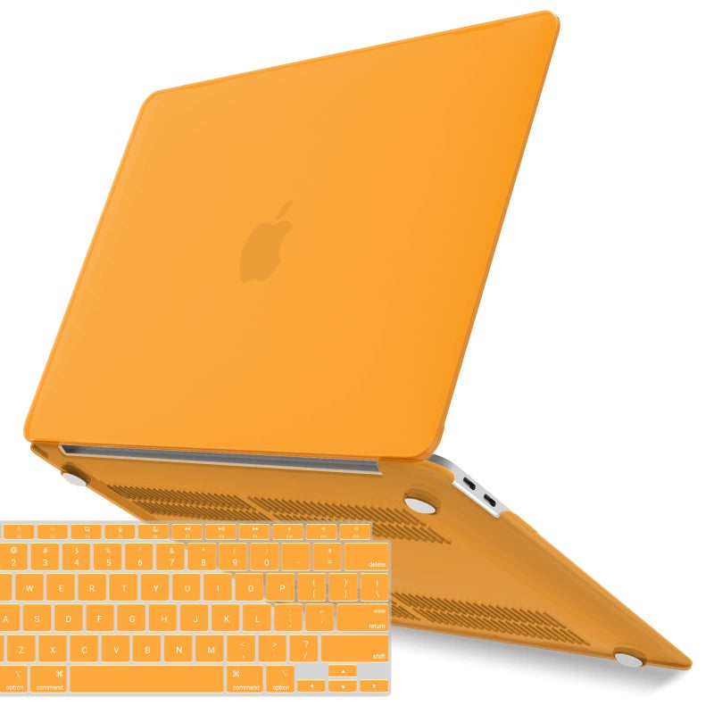 IBENZER Compatible with New MacBook Air 13 inch Case 2022 2021 2020 M1 A2337 A2179 A1932 Plastic Hard Shell Case with Keyboard Cover for Mac Retina Display with Touch ID Marigold MAT13MAGD1