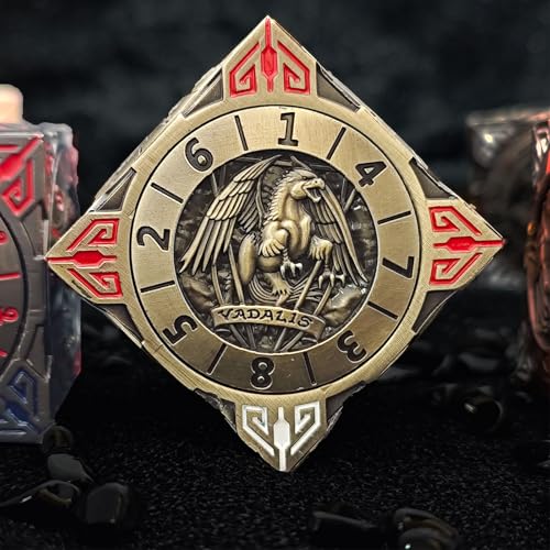 FLUEFOWL DND Spinner Dice Metal Dice Set with 3D Relief for DND Gifts Polyhedral Roleplaying Game Dice Fantasy DD Tabletop RPG Accessories for DM Player Bronze - Image 5