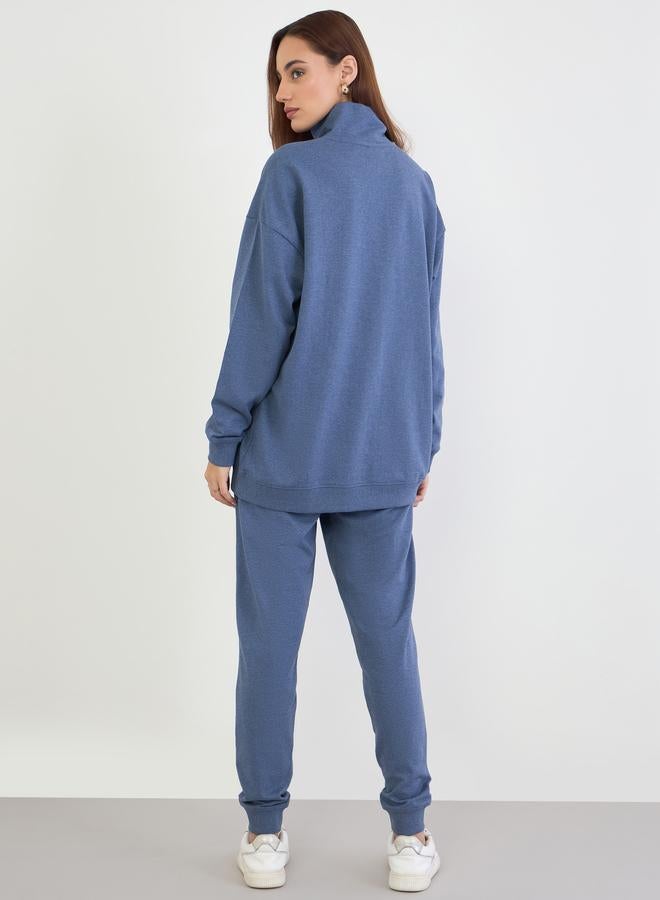 ستايلي طقم منسق من سويت شيرت طويل واسع مع جوغر - Image 5