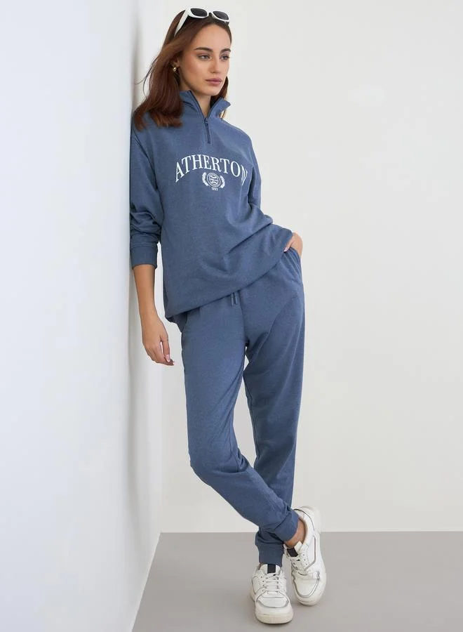 ستايلي طقم منسق من سويت شيرت طويل واسع مع جوغر