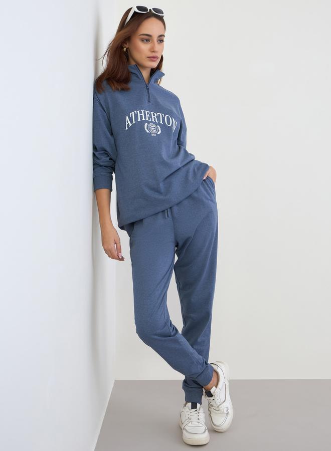 ستايلي طقم منسق من سويت شيرت طويل واسع مع جوغر - Image 2