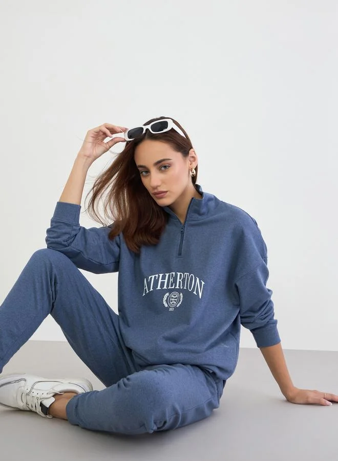 ستايلي طقم منسق من سويت شيرت طويل واسع مع جوغر