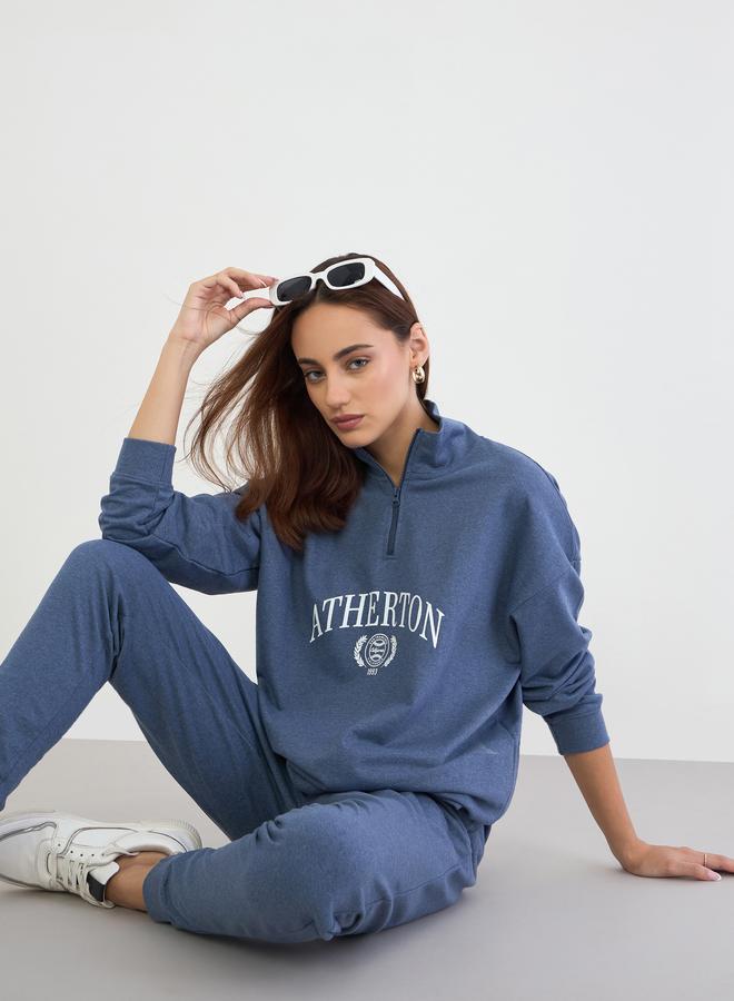 ستايلي طقم منسق من سويت شيرت طويل واسع مع جوغر - Image 1