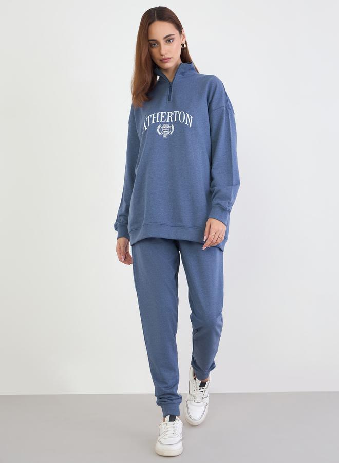 ستايلي طقم منسق من سويت شيرت طويل واسع مع جوغر - Image 3