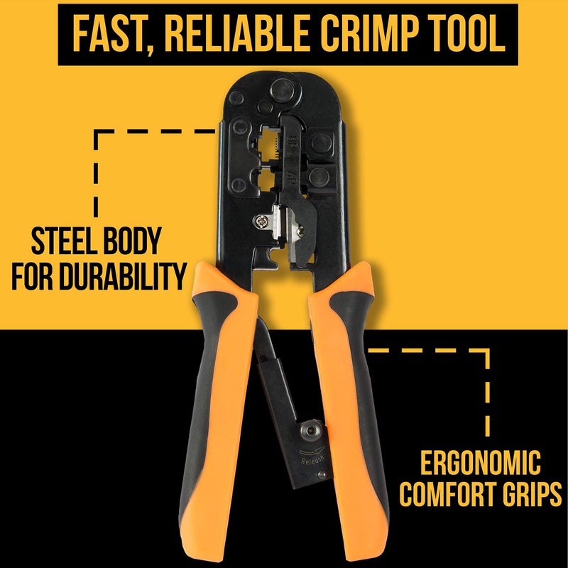 InstallerParts Professional Network Tool Kit 15 In 1 - RJ45 Crimper Tool Cat 5 Cat6 Cable Tester, Gauge Wire Stripper Cutting Twisting Tool, Ethernet Punch Down Tool, Screwdriver, Knife - Image 3