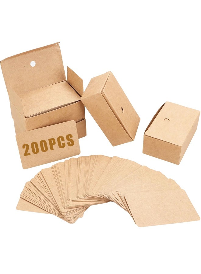 200 قطعة من بطاقات العمل الورقية الفارغة المصنوعة من ورق كرافت، مقاس 3.54 بوصة × 2.05 بوصة، مع ملصقات ورقية للرسائل والملاحظات، وهدايا صغيرة من الورق المقوى للمهرجانات - Image 1