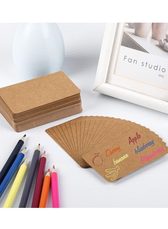 200 قطعة من بطاقات العمل الورقية الفارغة المصنوعة من ورق كرافت، مقاس 3.54 بوصة × 2.05 بوصة، مع ملصقات ورقية للرسائل والملاحظات، وهدايا صغيرة من الورق المقوى للمهرجانات - Image 3