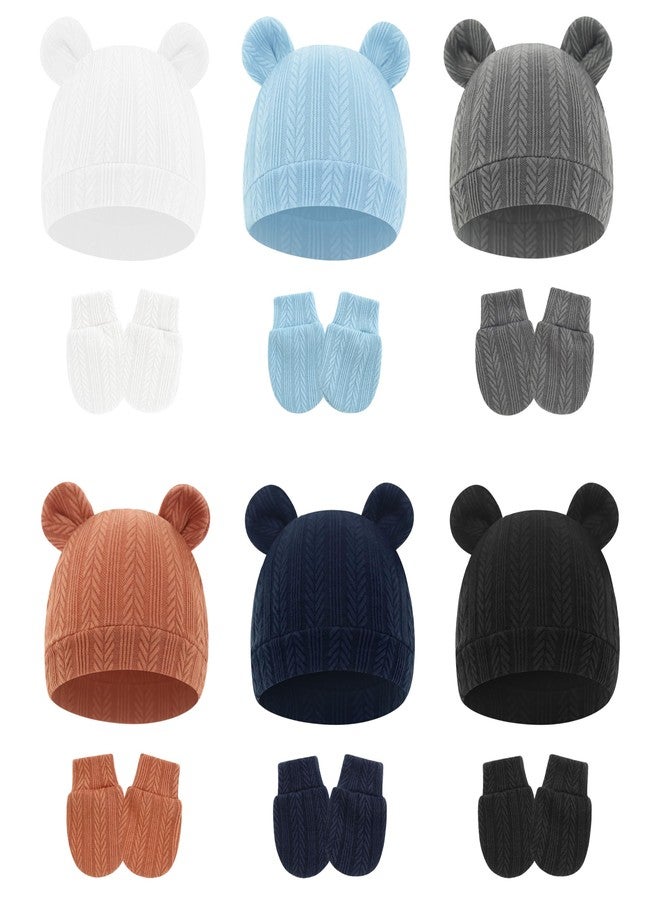 BEWDIO Newborn Hats and Mittens for Boys, Mittens with Hats for Baby Girls Toddler Infant Hospital Beanie Caps(69-6B) - Image 1