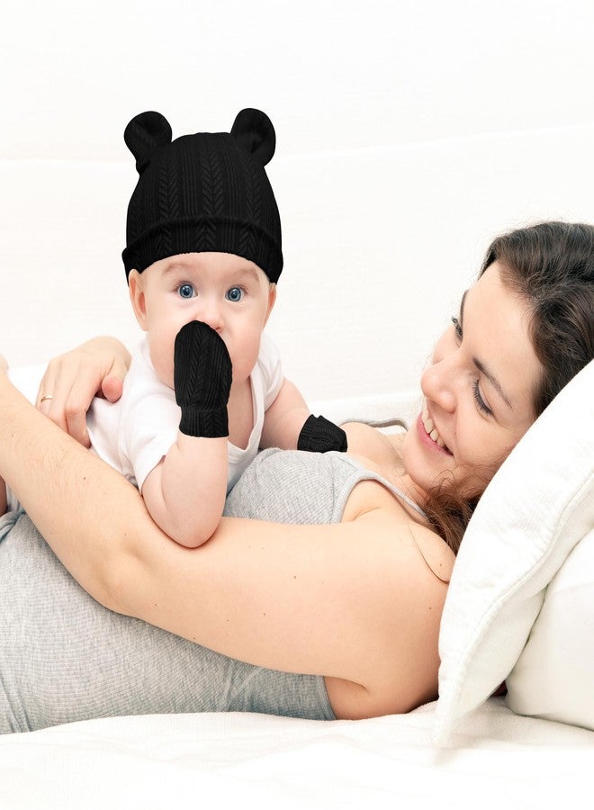 BEWDIO Newborn Hats and Mittens for Boys, Mittens with Hats for Baby Girls Toddler Infant Hospital Beanie Caps(69-6B) - Image 3