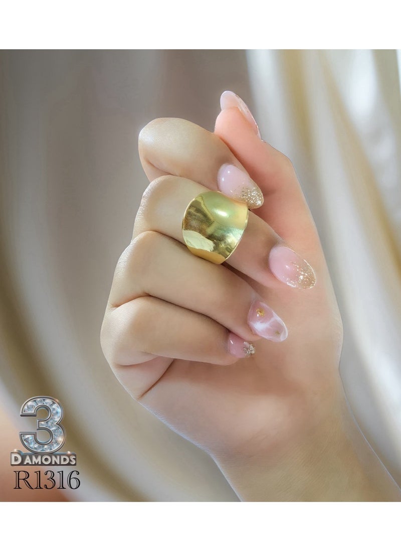 3Diamonds - Women's Ring, Gold Plated, High Quality With Sparkling Zircon - Image 1