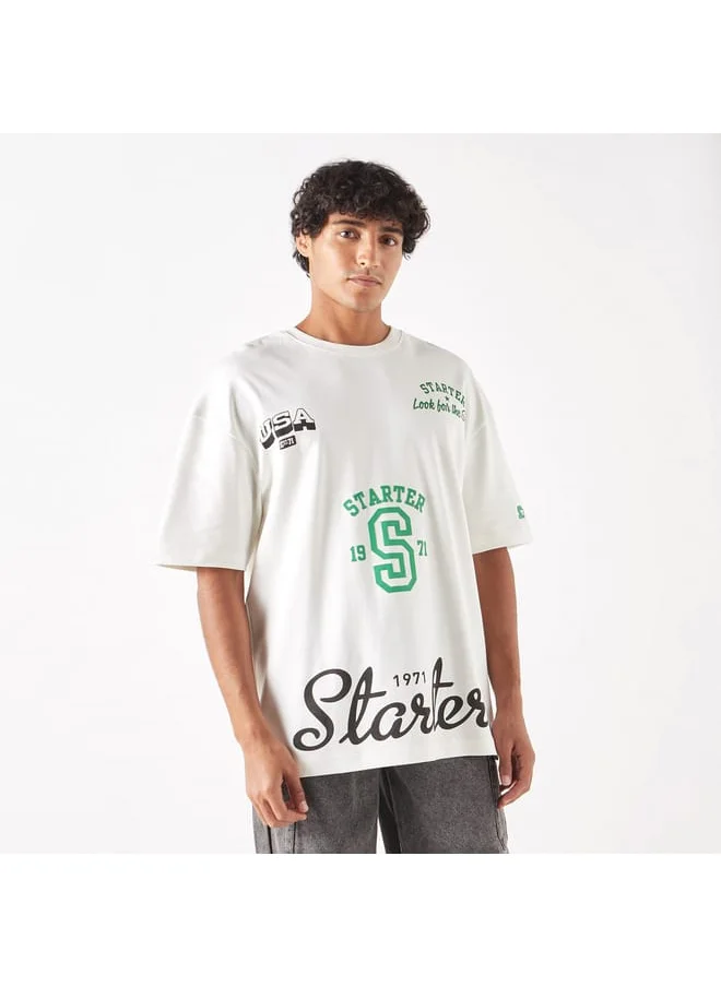 STARTER Starter Logo Print T-shirt with Crew Neck and Short Sleeves