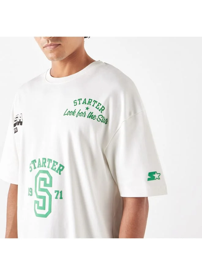 STARTER Starter Logo Print T-shirt with Crew Neck and Short Sleeves