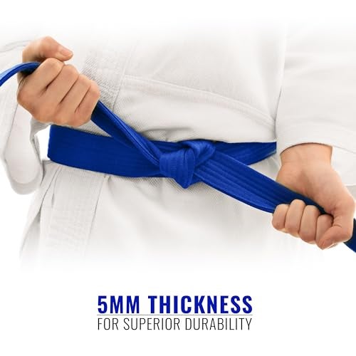 DXM SPORTS BJJ Jiu Jitsu Belt - Taekwondo Karate Belt - Martial Arts Uniform Ranking Judo Belt Double Stitched for Kids Adult (Blue, 280cm) - Image 3