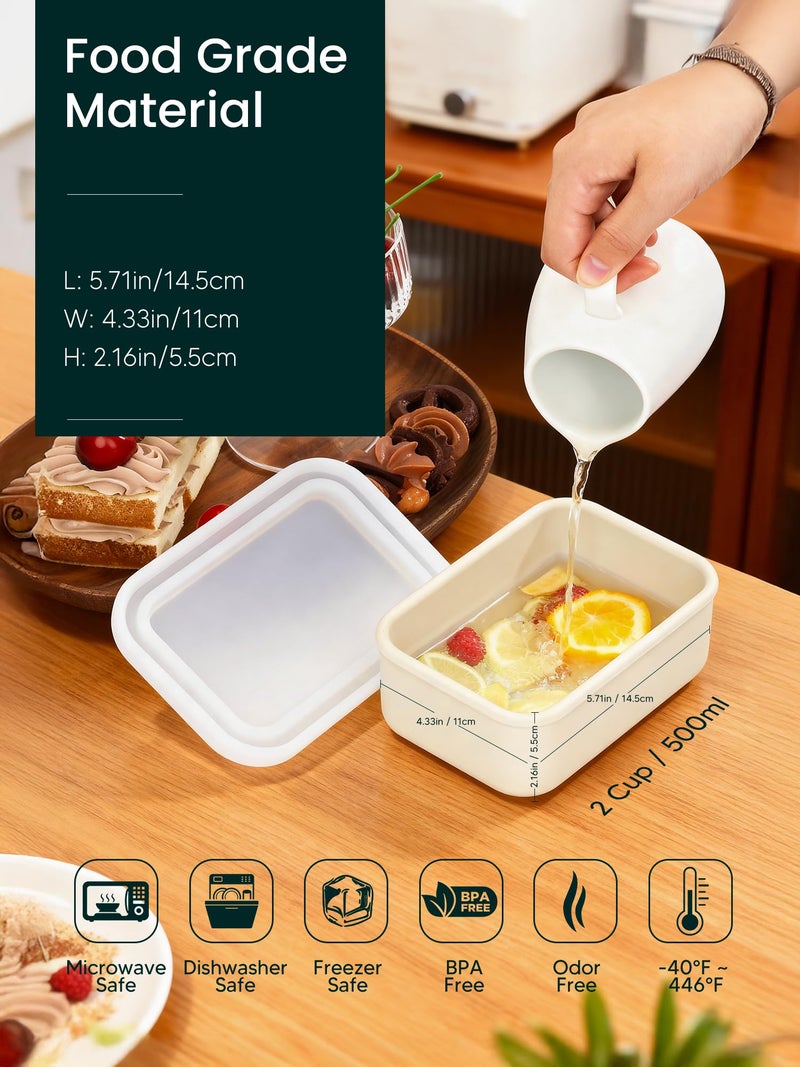 Duseu 8 PCS 2 Cup Silicone Freezer Molds with Lid, Meal Prep Freezer Molds Silicone Freezer Containers Reusable Food Preserving Tray Freezing Ice Trays for Soups Sauces Stews - Image 2