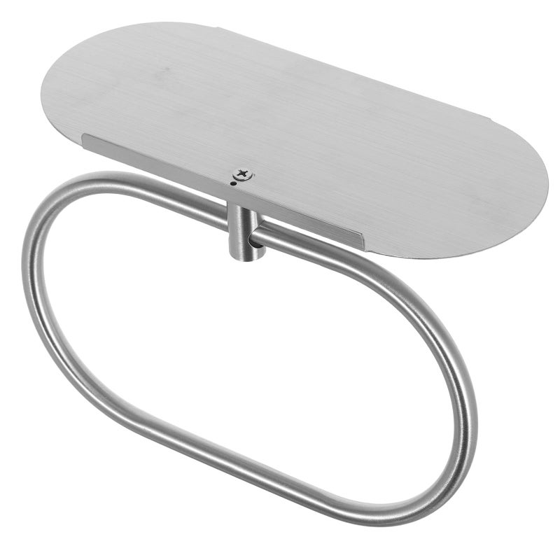 Silver Adhesive Towel Rack With Storage Shelf No Drill Wall Mounted Space Organizer - Image 2