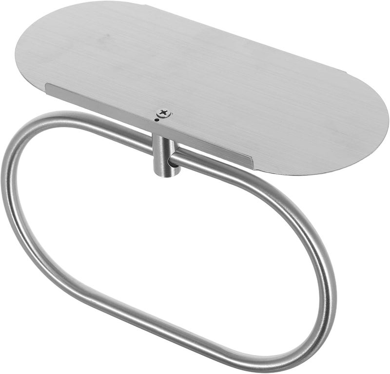 Silver Adhesive Towel Rack With Storage Shelf No Drill Wall Mounted Space Organizer - Image 1