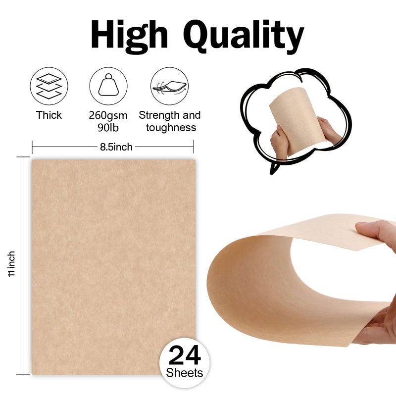Goefun 24 Sheets Parchment Cardstock 8.5 x 11 Textured Printer Paper, Goefun 90lb Tan Card Stock Printer Paper for Scrapbooking, Cardmaking, Invitations and Crafts - Image 2