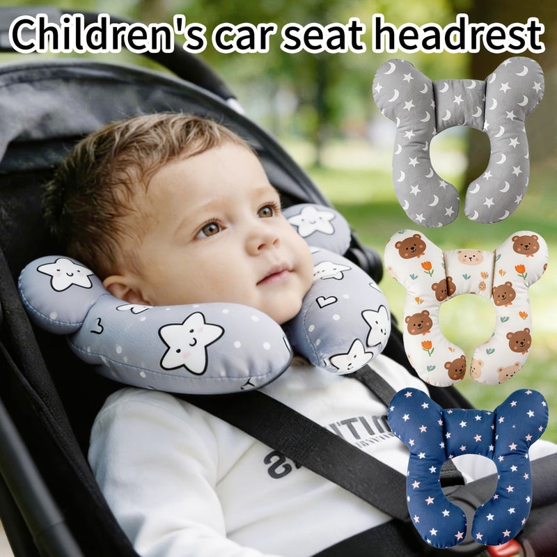 1pc Children Travel Neck Pillow Clear Sea Blue Star Extra Large And Thickened Cartoon Pattern Design Stroller Car Seat Support Pillow Toddler Neck Support Child Safety Seat Headrest Suitable For Outdoor Travel Strollers High Chairs Top Choice Gift For Baby - Image 1