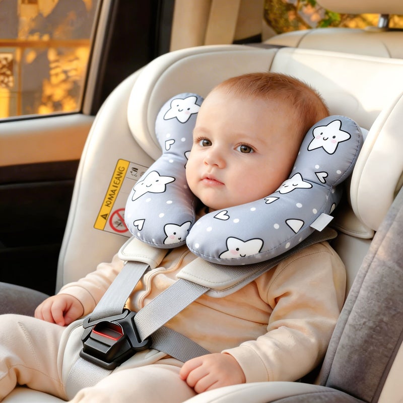 1pc Children Travel Neck Pillow Clear Sea Blue Star Extra Large And Thickened Cartoon Pattern Design Stroller Car Seat Support Pillow Toddler Neck Support Child Safety Seat Headrest Suitable For Outdoor Travel Strollers High Chairs Top Choice Gift For Baby - Image 3