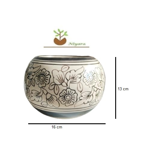 Niyara Designer Handi Ceramic Planters Pots for Indoor Outdoor Home, Garden Office Decor Balcony Planters Gamla Flower Size-Medium (Designer Ball), Multicolor - Image 4