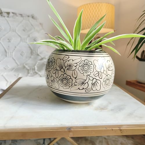 Niyara Designer Handi Ceramic Planters Pots for Indoor Outdoor Home, Garden Office Decor Balcony Planters Gamla Flower Size-Medium (Designer Ball), Multicolor - Image 1