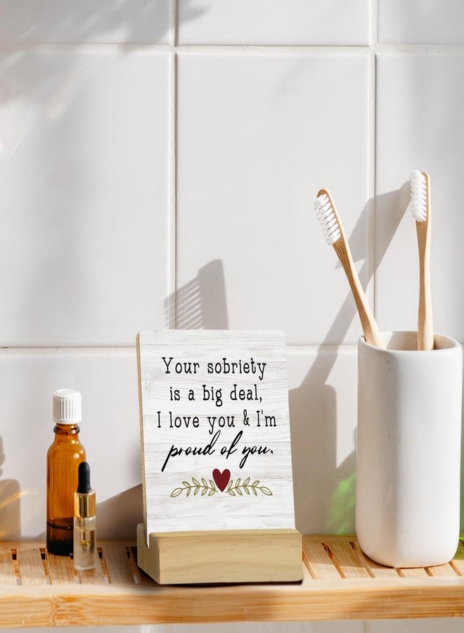 QASHWEY Sobriety Gifts for Women Men - Your Sobriety is a Big Deal Wood Plaque Sign Desk Decor, Encouraging Gifts, Recovery Gift,Motivational Wood Plaque Sign Desk Decor with Wooden Stand for Home - Image 5