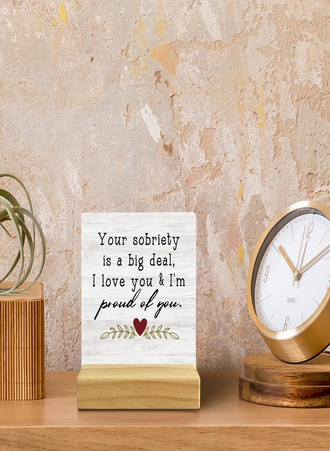 QASHWEY Sobriety Gifts for Women Men - Your Sobriety is a Big Deal Wood Plaque Sign Desk Decor, Encouraging Gifts, Recovery Gift,Motivational Wood Plaque Sign Desk Decor with Wooden Stand for Home - Image 4