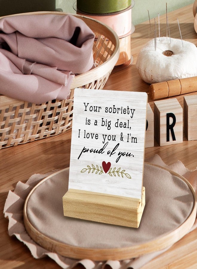 QASHWEY Sobriety Gifts for Women Men - Your Sobriety is a Big Deal Wood Plaque Sign Desk Decor, Encouraging Gifts, Recovery Gift,Motivational Wood Plaque Sign Desk Decor with Wooden Stand for Home - Image 3