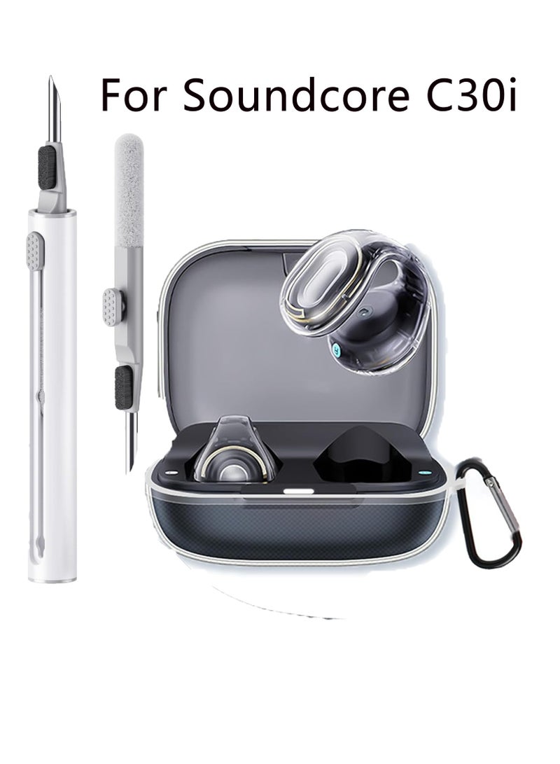 Silicone Case for Anker Soundcore C30i, Protective Cover with Carabiner and Cleaning Pen-Clear - Image 1