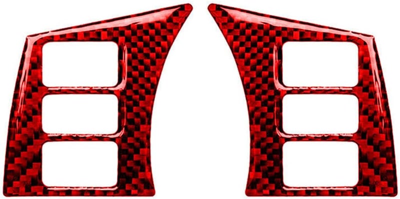 QASULER Carbon Fiber Red Steering Wheel Button Frame Cover - Image 3