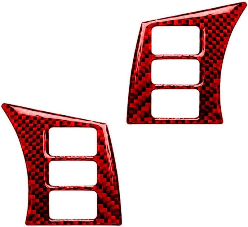 QASULER Carbon Fiber Red Steering Wheel Button Frame Cover - Image 1