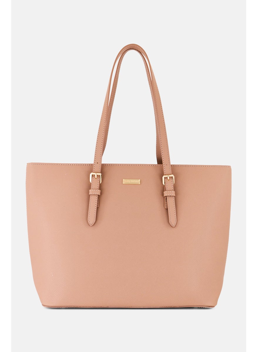 Kathy Ireland Women Brand Logo Handbag, Tan  - Image 1