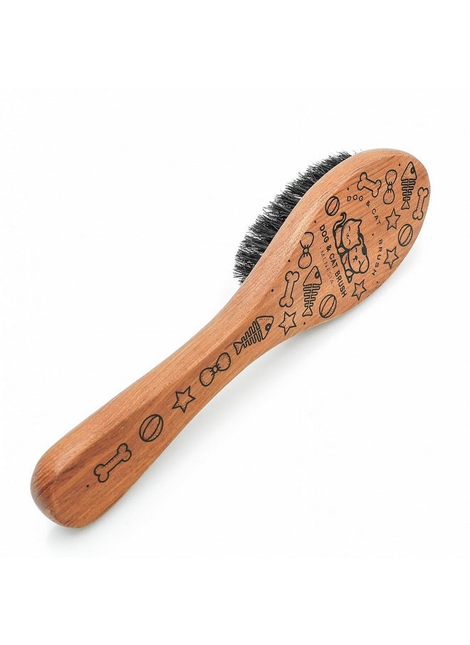 menesia Pet Soft Brush With Wood Handle And Boar Bristle Hair Brush - Soft Cat And Dog Grooming Brush For Short Hair Cats And Small Dogs - Soft Bristles For Gentle Massage And Dandruff Removal (Cat)  - Image 5