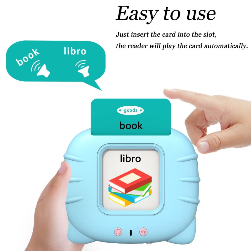 Startcan Spanish & English Talking Flash Cards for Toddlers 1 2 3 4 5 6, Audible Toys for Kids to Learn Spanish - 258 Cards and 516 Words(Blue) - Image 2